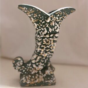 Rare Vintage Savoy Hand Painted Green Mermaid Vase Retro Mottled Mid Century